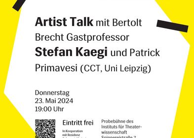 Plakat zum Artist Talk mit Stefan Kaegi