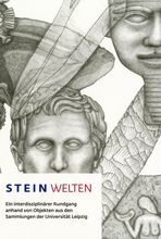 Cover zu "Steinwelten" mit Zeichnungen des Dichters Menander und einer Pharaonenmaske